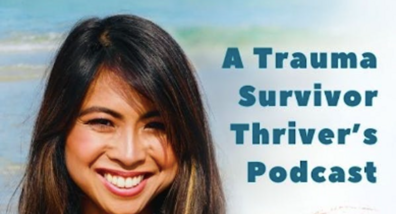 Colleen Ryan-Hensley talks with Lorilee Binstock on her podcast a trauma survivor thriver image of podcast artwork